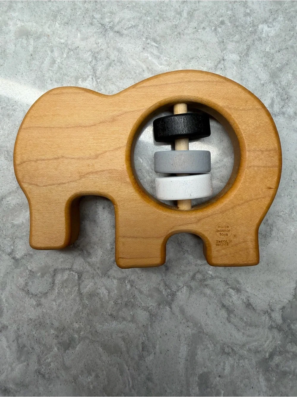 Bannor Toys Elephant Wooden Baby Rattle  Maple Wood